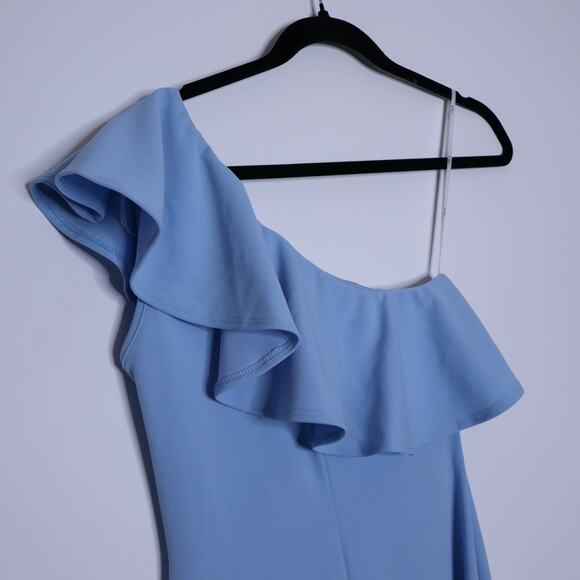 LULUS NEW Last Forever One-Shoulder Ruffled Maxi Dress Powder Blue Women's S - Picture 9 of 13